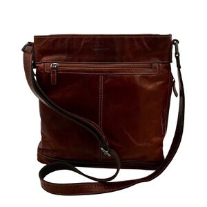 Jack Georges Voyager Leather Crossbody‎ Bag Brown Buffalo Leather Organizer